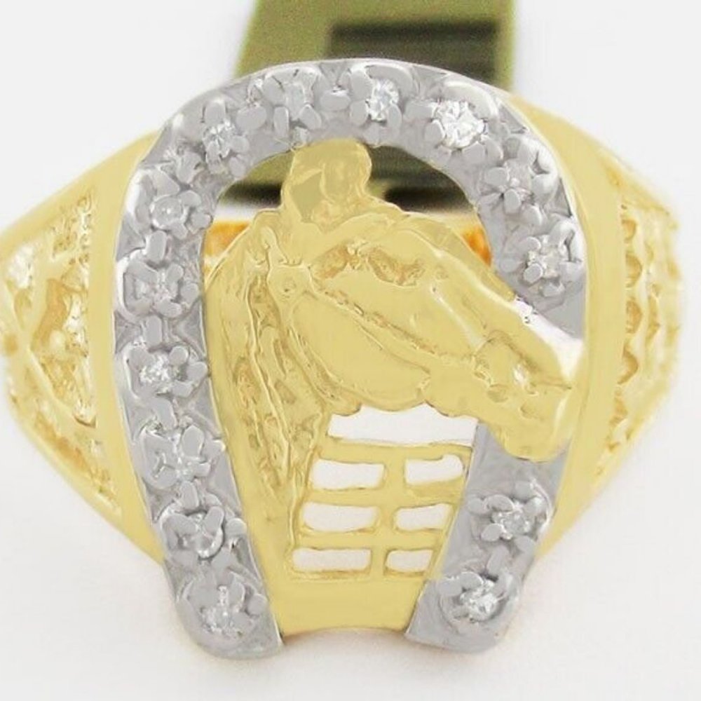 Genuine Diamonds Horse Ring 14k Yellow Gold - NWT